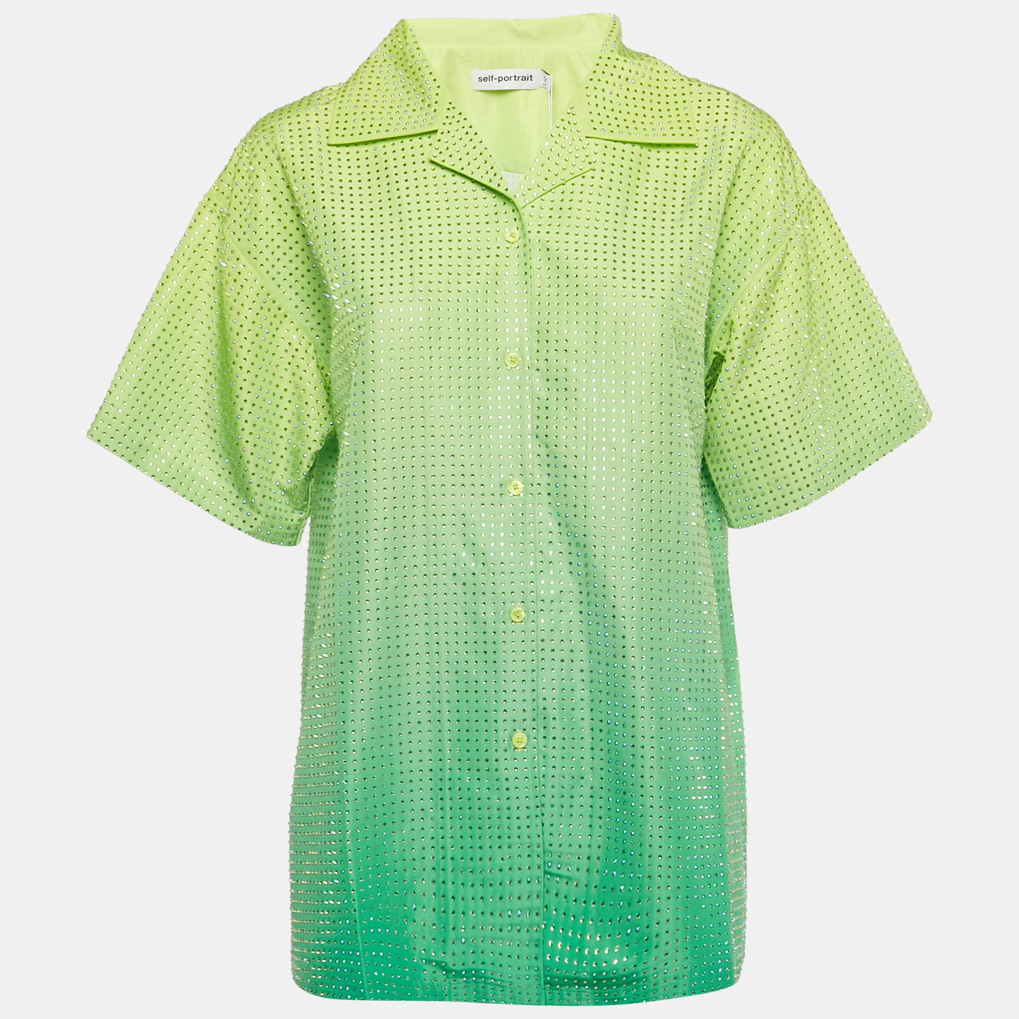 

Self-Portrait Green Hotfix Taffeta Shirt M