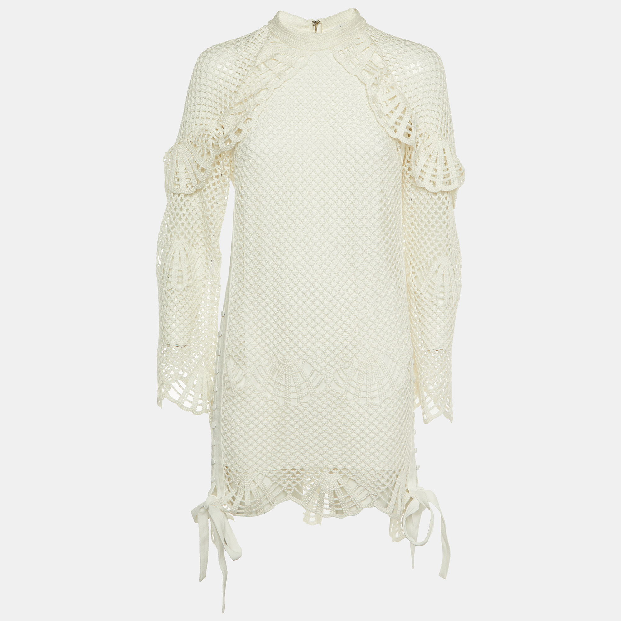 

Self-Portrait Ivory Crochet High Neck Tunic M, White