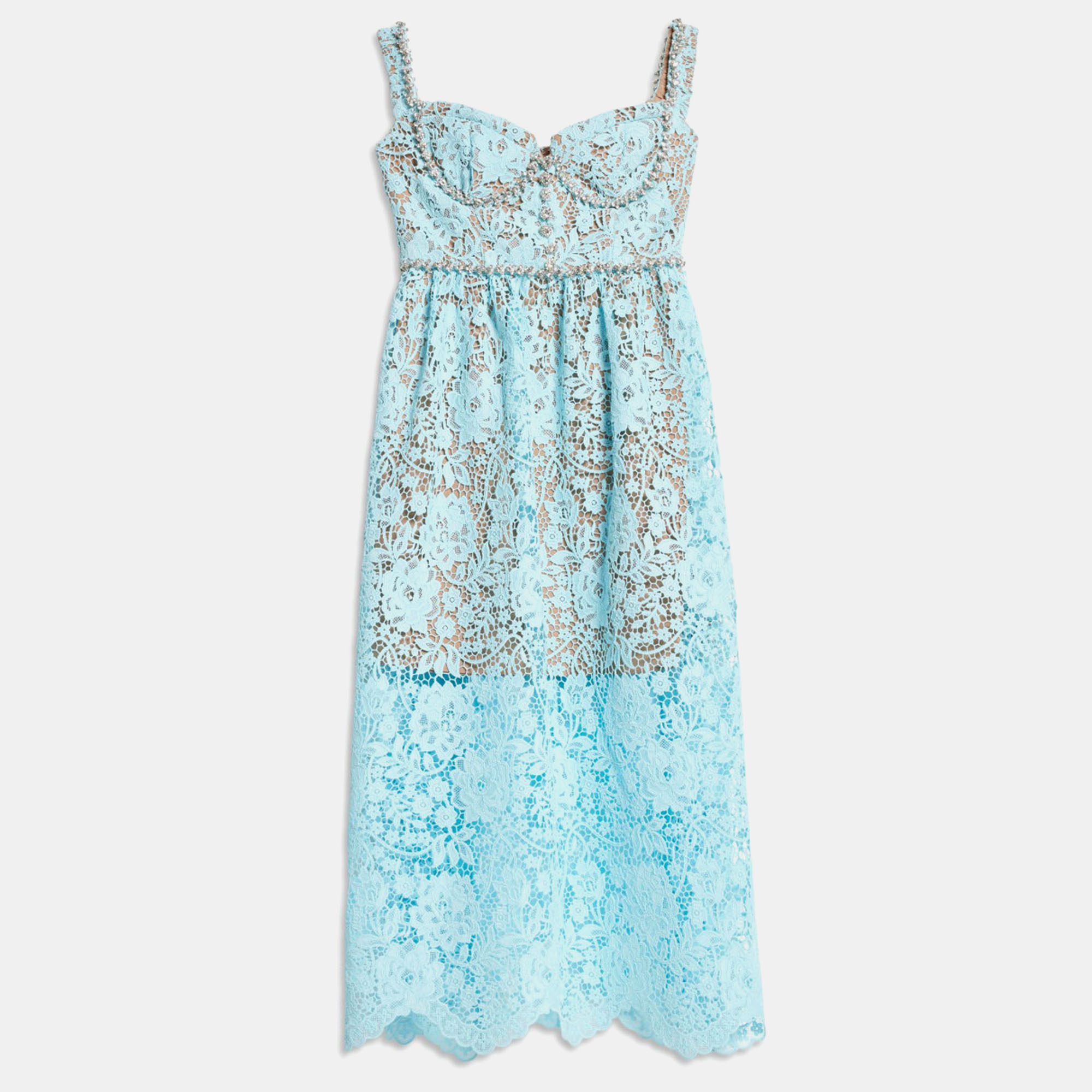 

Self Potrait Blue Cord Lace Diamante Blue Lace Midi Dress