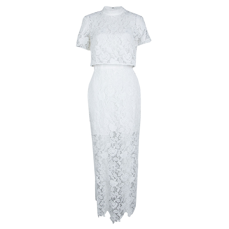 Pre Owned Self Portrait White Cape Detail Guipure Lace Marcela Wedding Gown M