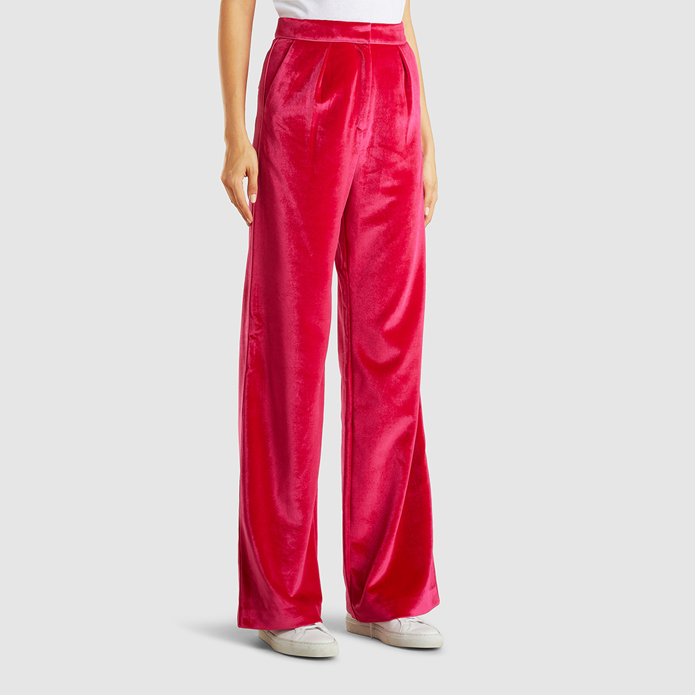 

Self-portrait Pink Wide Leg Velvet Trousers Size UK 14