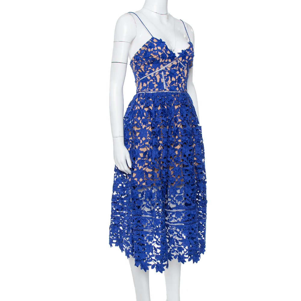 

Self-Portrait Blue Guipure Lace Azalea Midi Dress