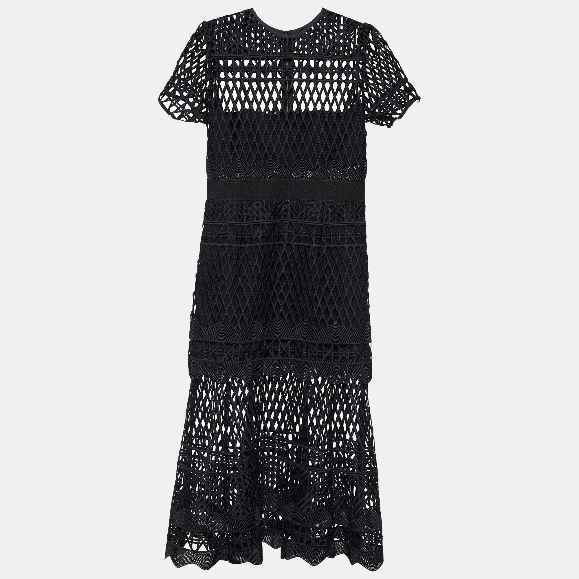 مملوكة مسبقًا Self-Portrait Black Cutwork Lace Layered Dress L