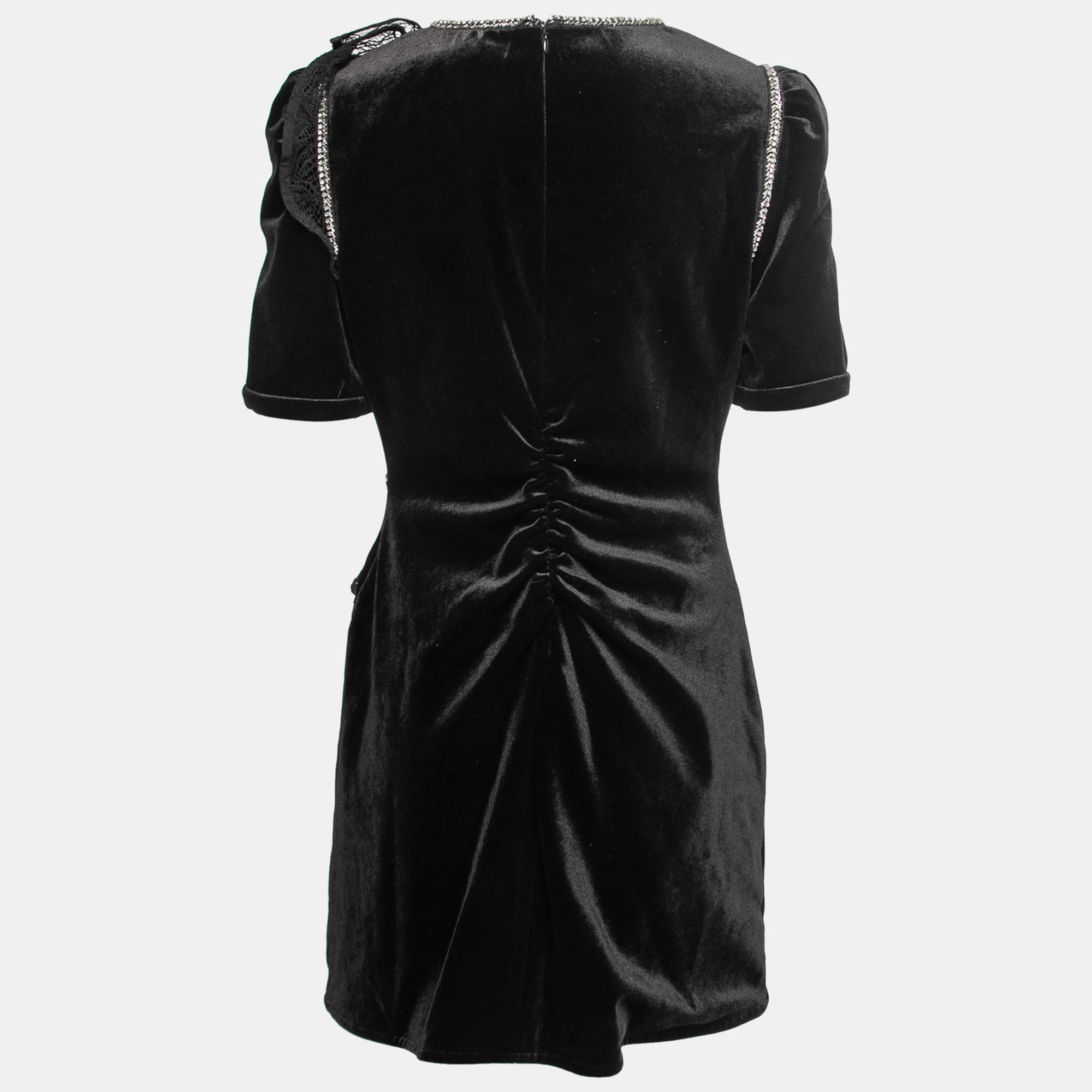 

Self-Portrait Black Velvet Embellished Ruffle Detail Midi Dress