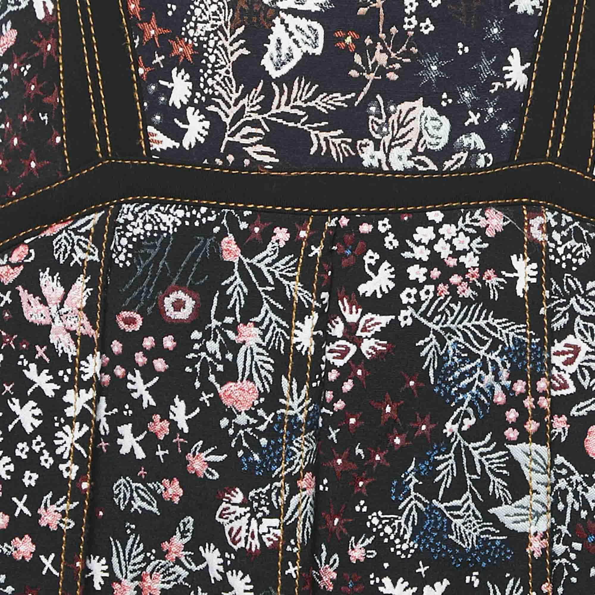 Self-Portrait Black/Multicolor Jacquard Cut-Out Detail Sleeveless Mini Dress S 