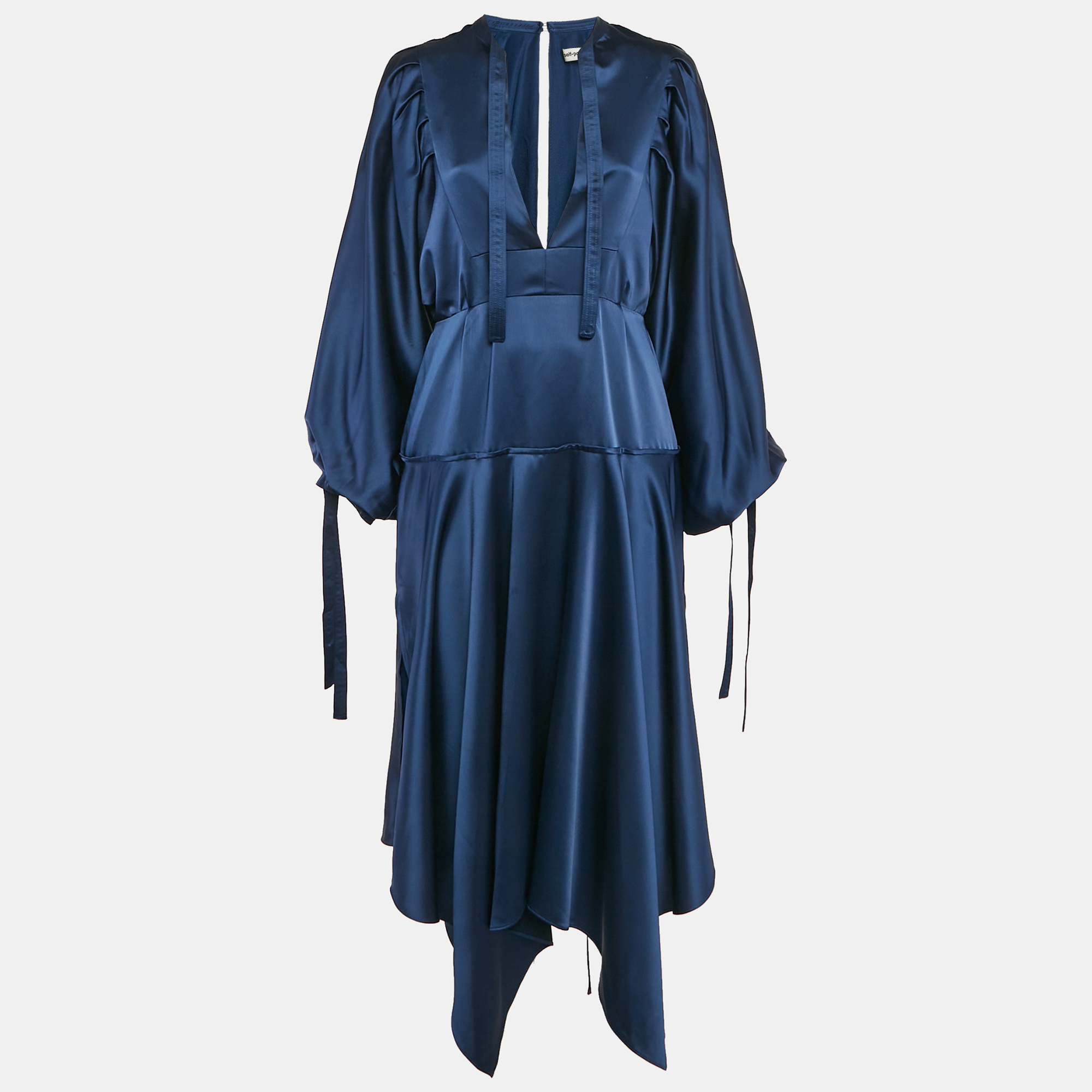 

Self-Portrait Blue Satin Asymmetric Long Dress M