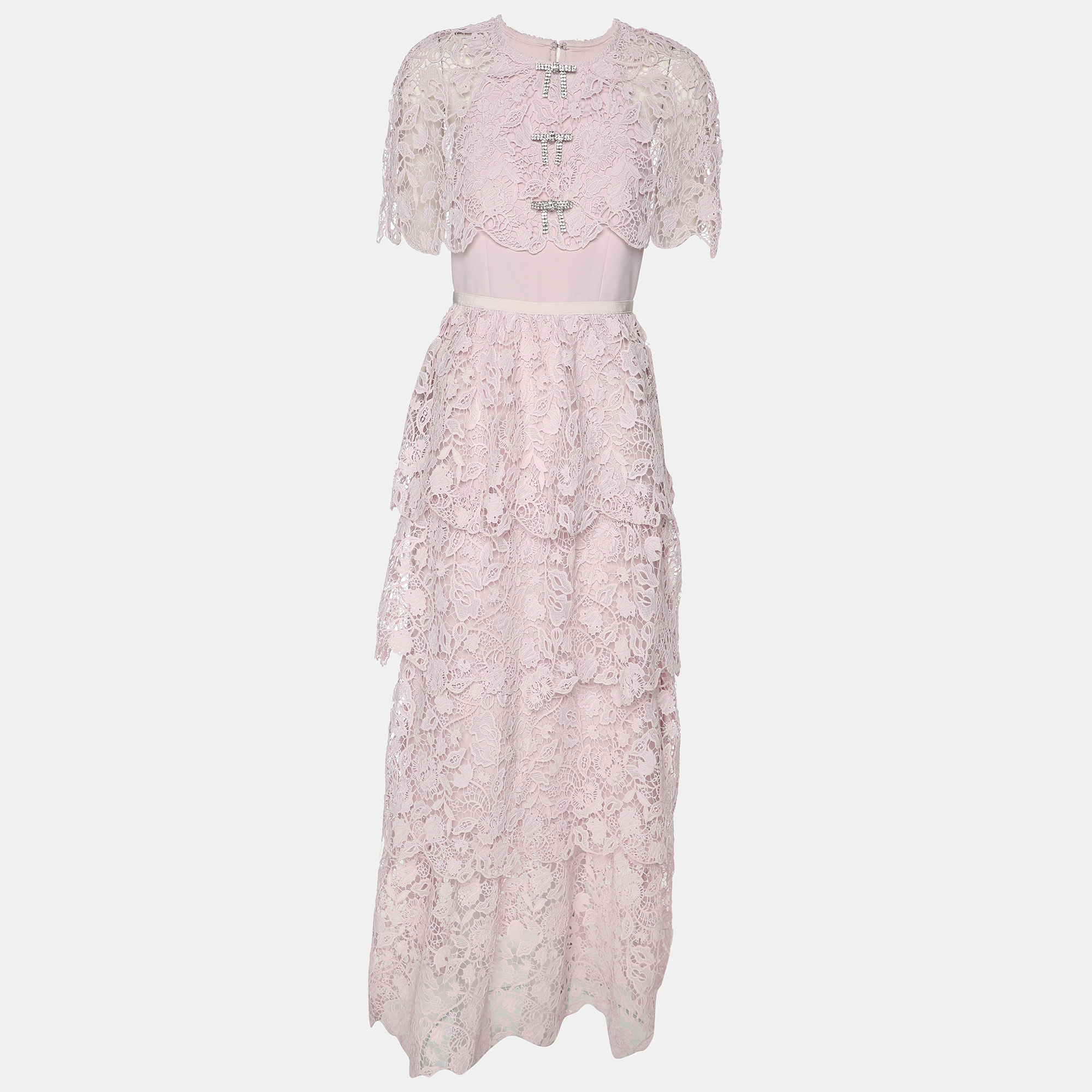 

Self Portrait Pink Lace Diamante Bow Dress S