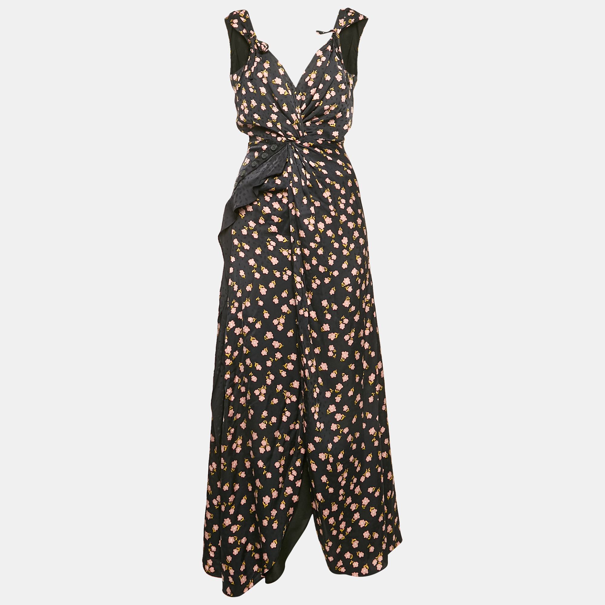 

Self-Portrait Navy Blue Floral Print Flared Midi Dress S
