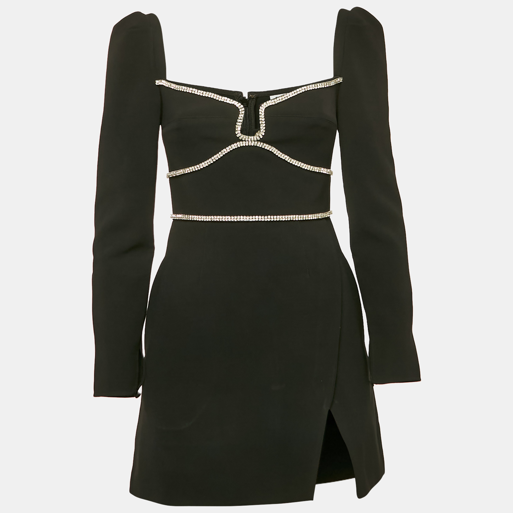 

Self-Portrait Black Crepe Crystal Detail Mini Dress S