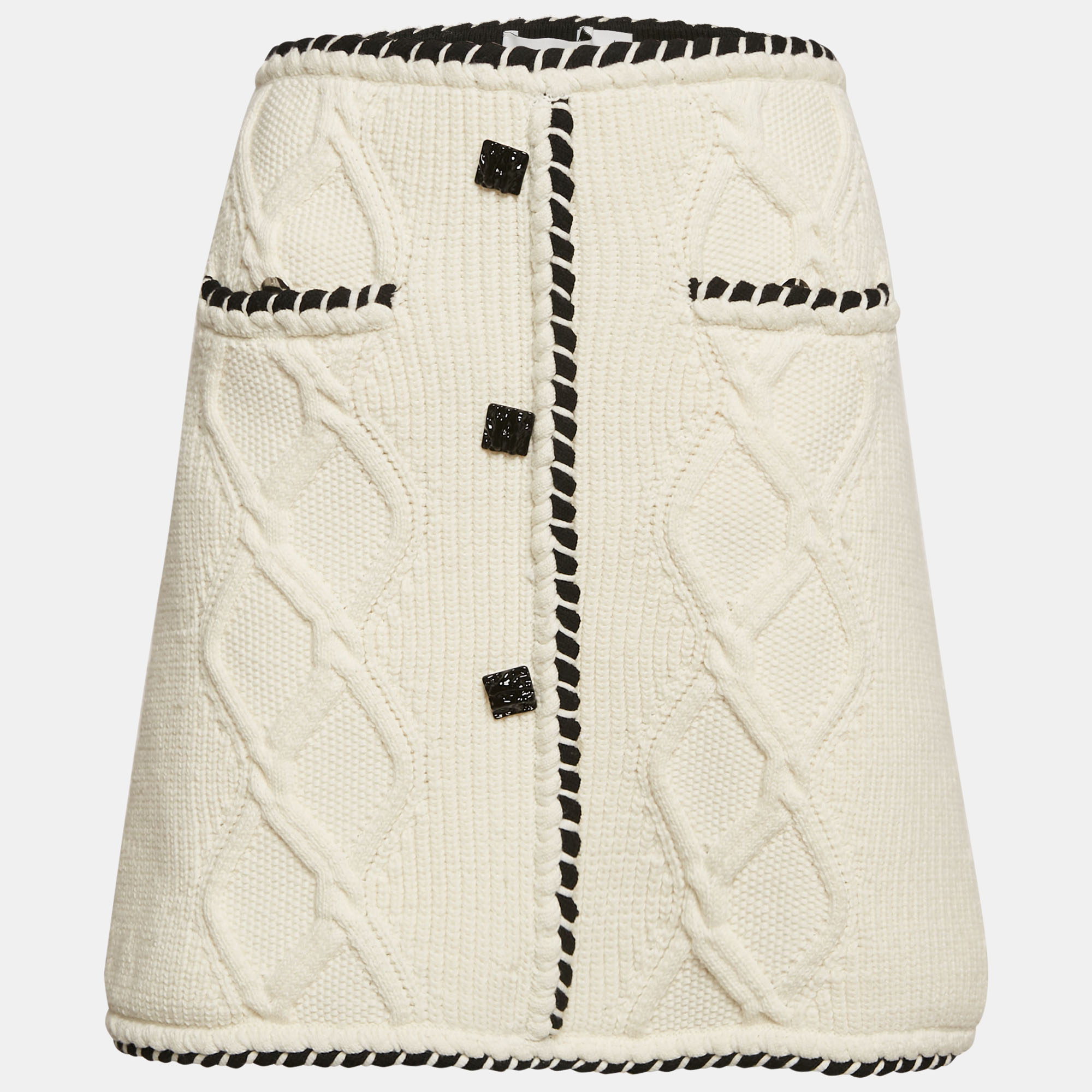 

Self-Portrait White Cable Knit Button Detail Mini Skirt L