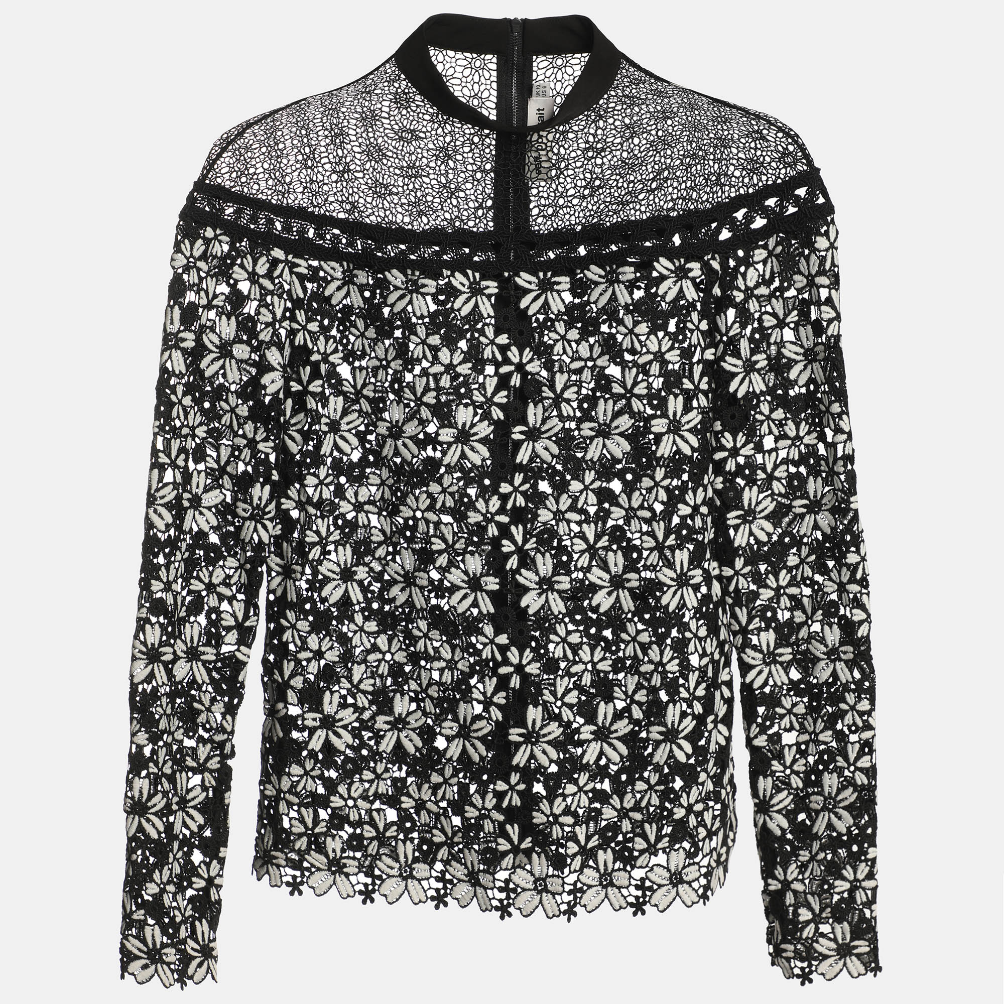 

Self-Portrait Black/White Floral Lace Blouse M