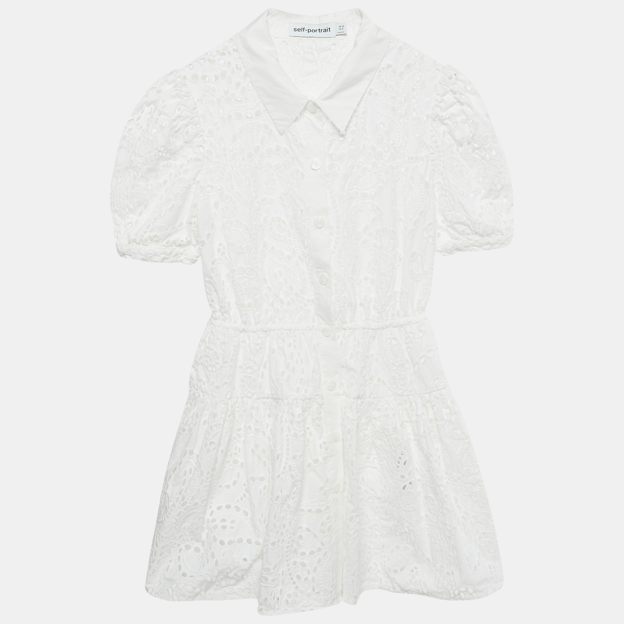 

Self-Portrait White Broderie Anglaise Cotton Mini Dress M