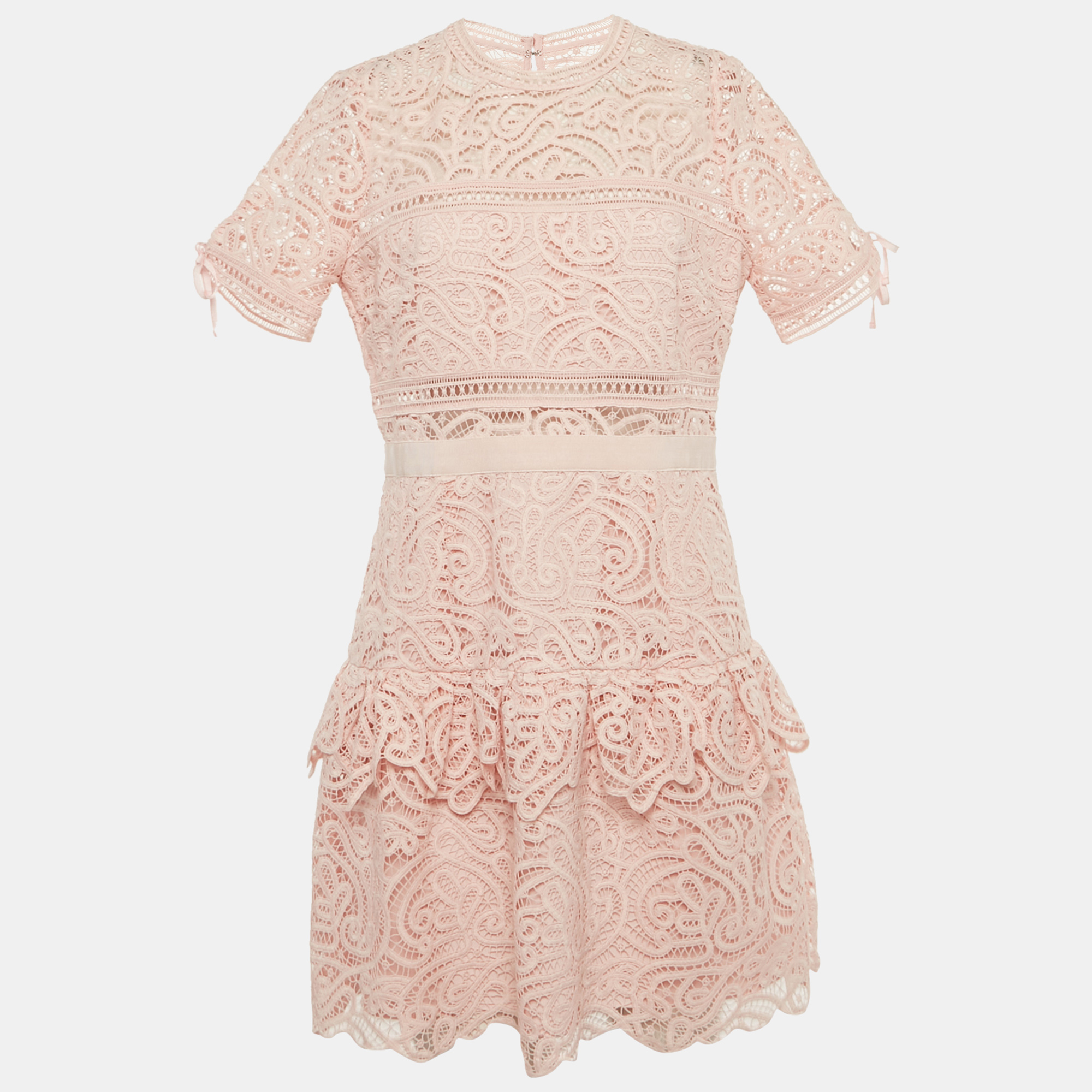 Self-Portrait Pink Guipure Lace Mini Dress M