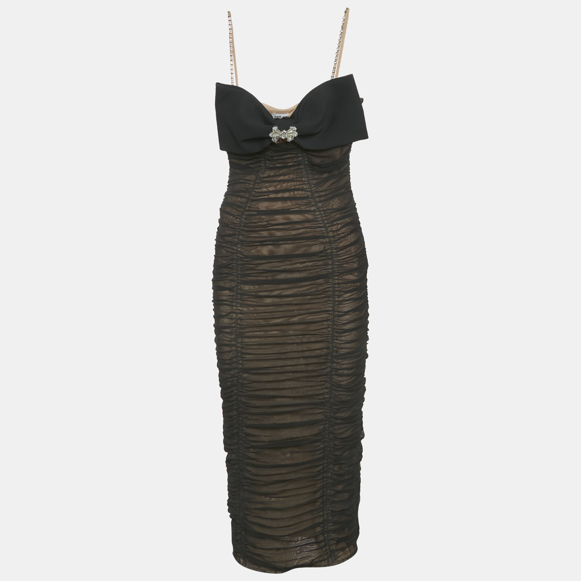 

Self portrait Black Power Mesh Strappy Midi Dress M