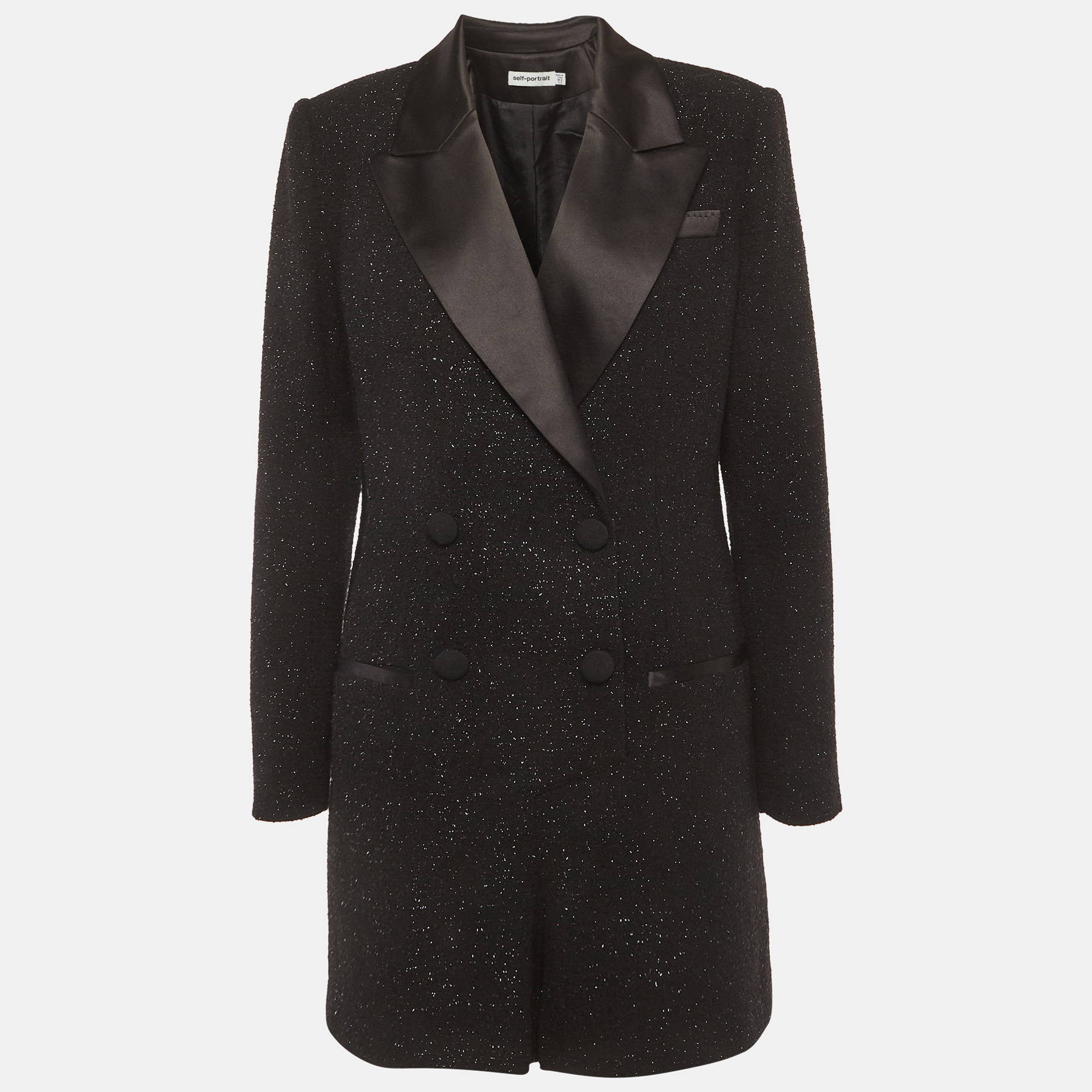 

Self-Portrait Black Tweed Metallic Boucle Playsuit M