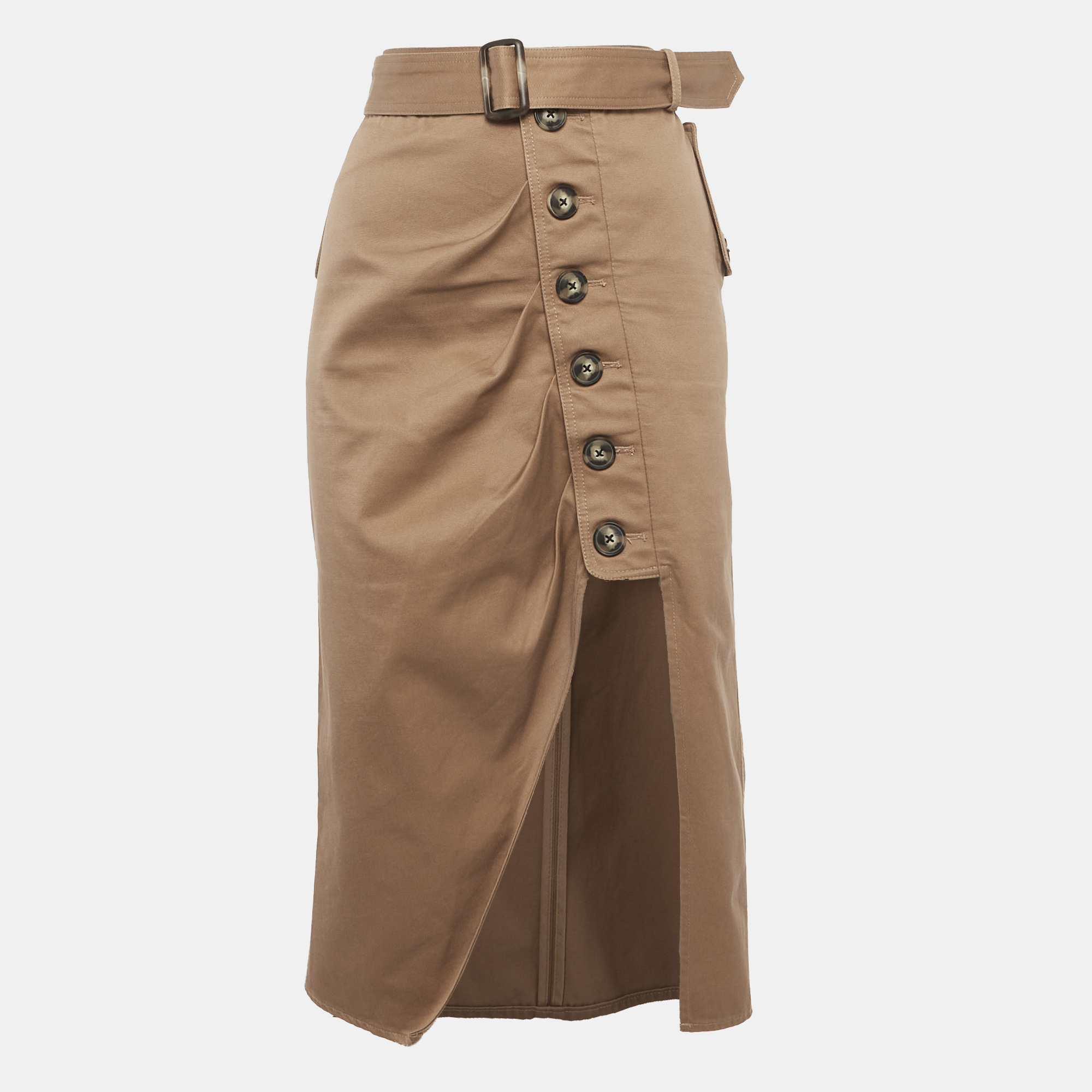 

Self-Portrait Brown Denim Belted Midi Skirt L