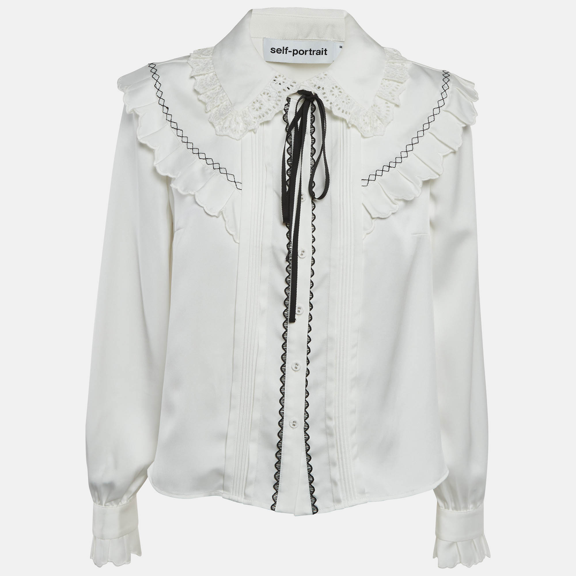 

Self-Portrait White Twill Frill Yoke Shirt M