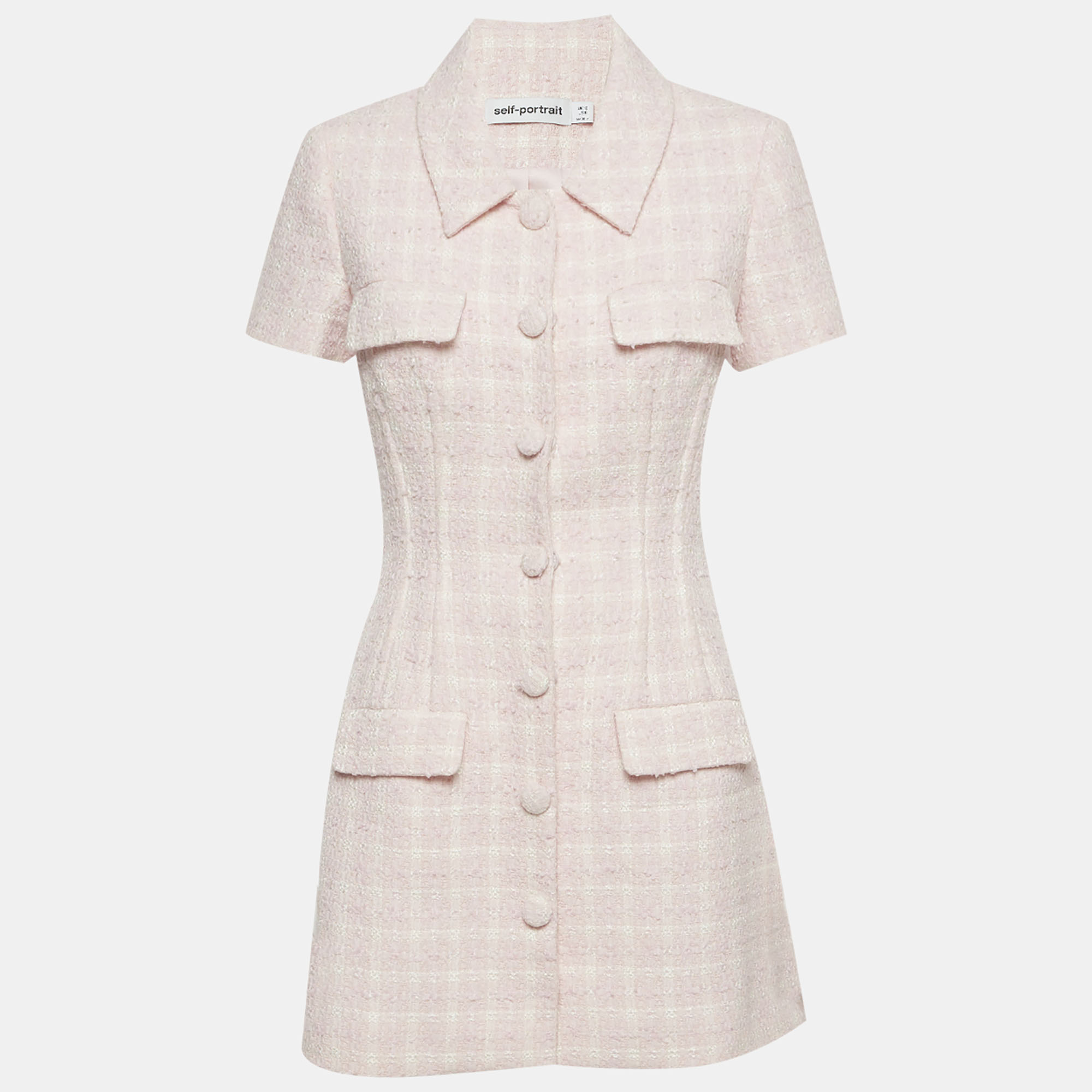 

Self-Portrait Pink Boucle Checked Mini Dress M