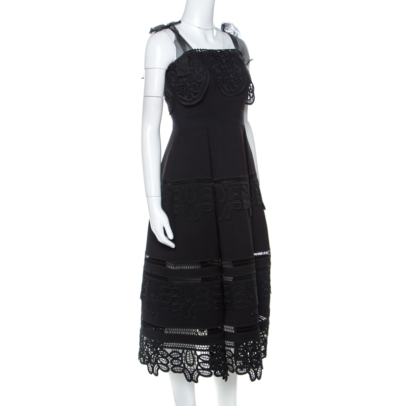 

Self Portrait Black Lace Tie Shoulder Dress