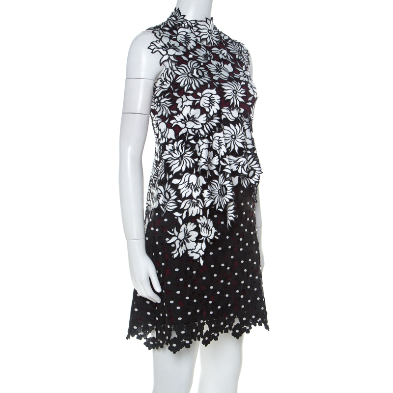 

Self Portrait Black & White Floral Guipure Lace Sleeveless Millie Dress