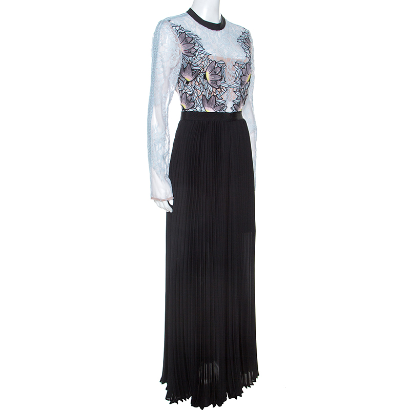 

Self Potrait Black Lace Embroidered Pleated Maxi Dress