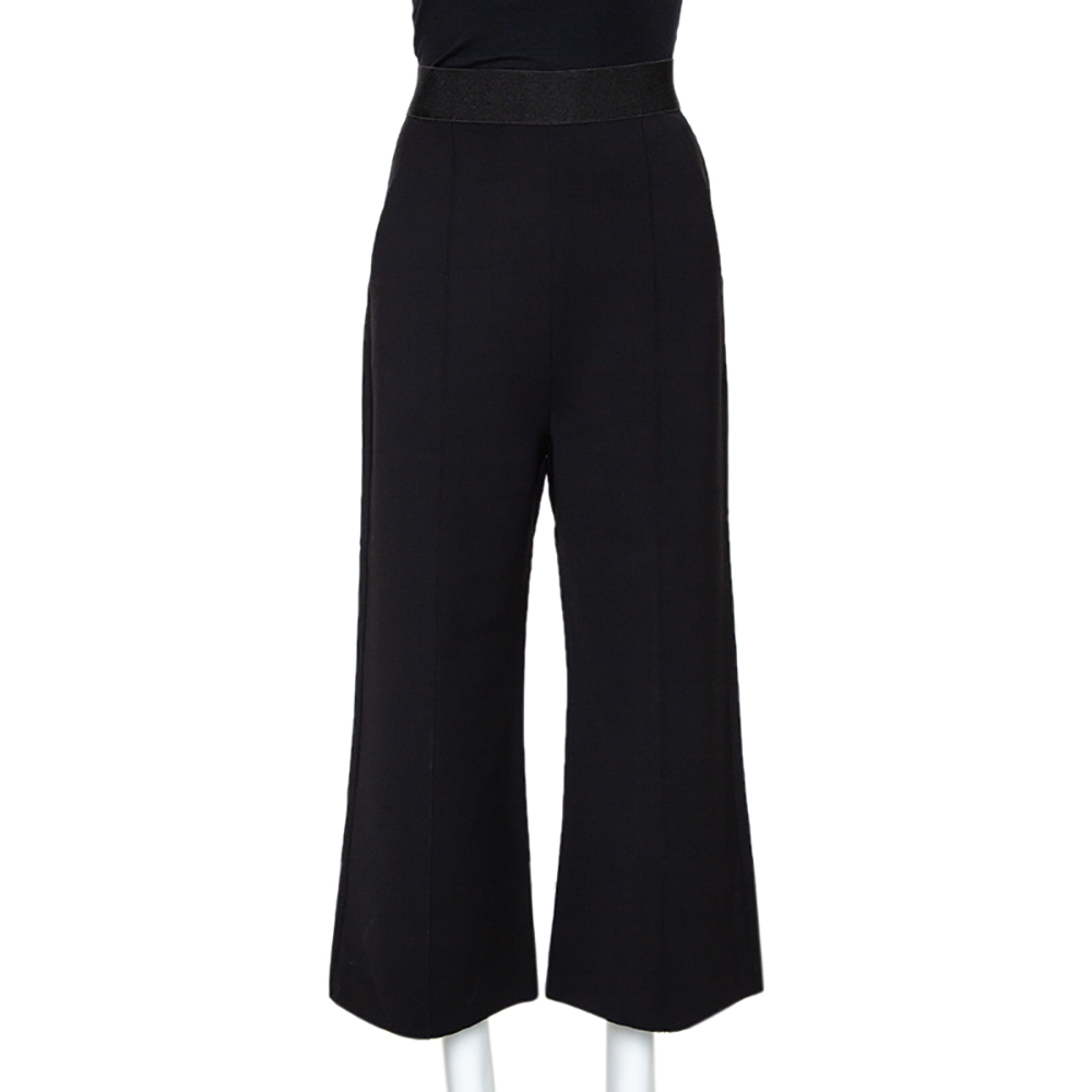 Pre Owned Self Portrait Black Crepe Natasha Wide Leg Culottes S