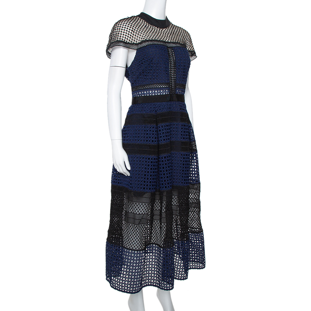 Self portrait outlet crosshatch midi dress