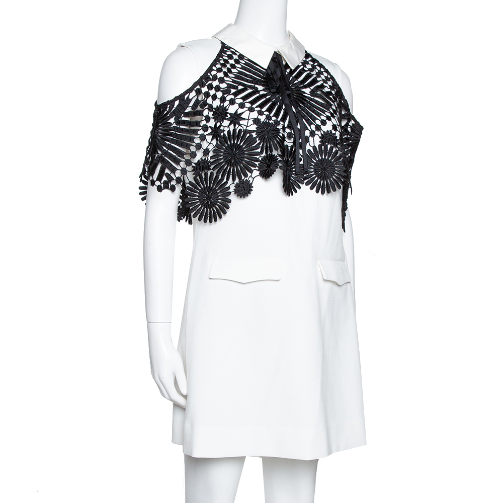 

Self Portrait Monochrome Crepe Lace Cape Mini Dress, White