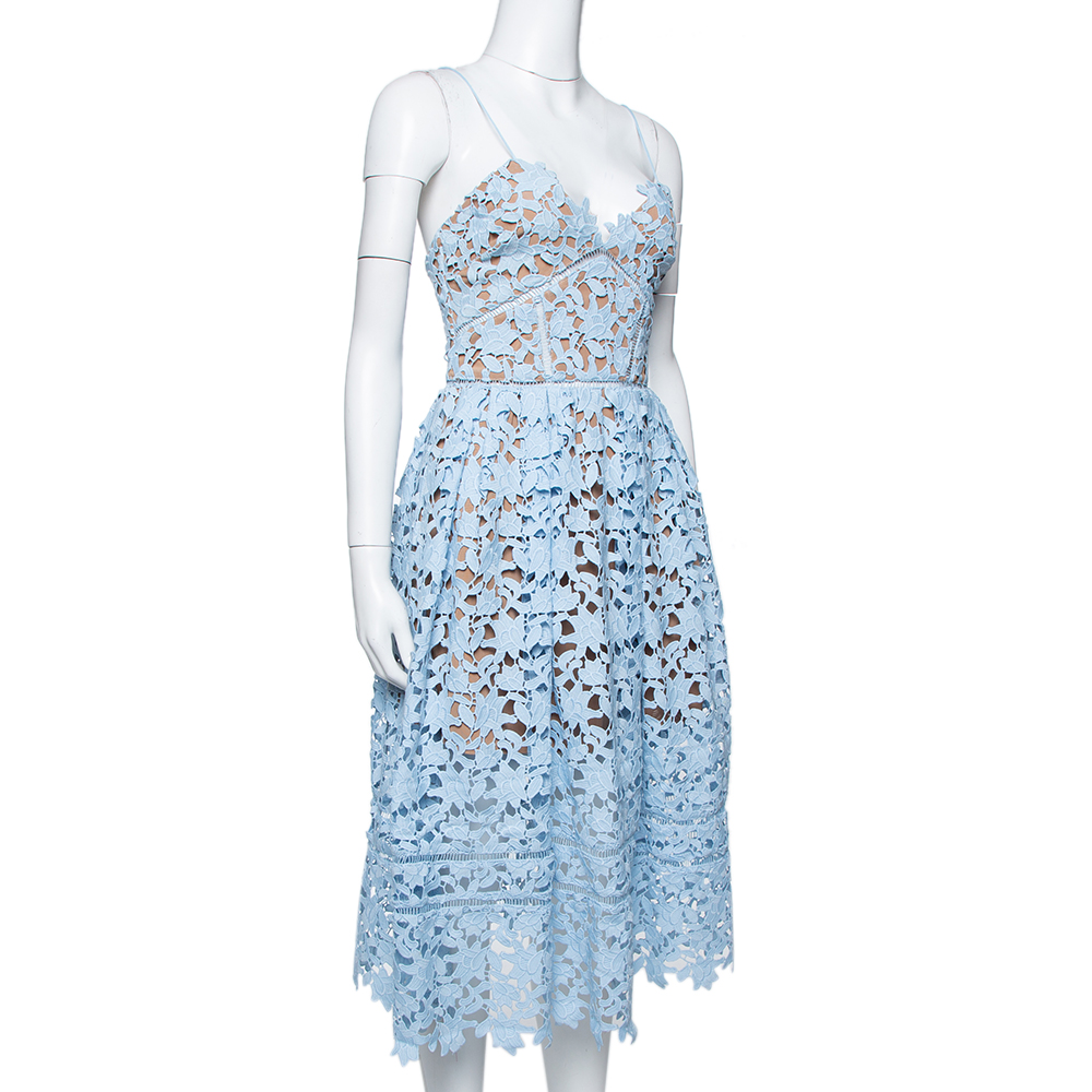 

Self-Portrait Sky Blue Lace Azaelea Midi Dress