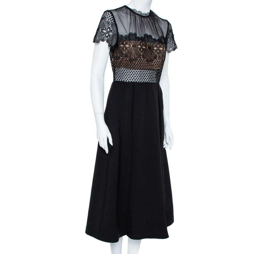 

Self-Portrait Black Cotton Embroidered Felicia Midi Dress