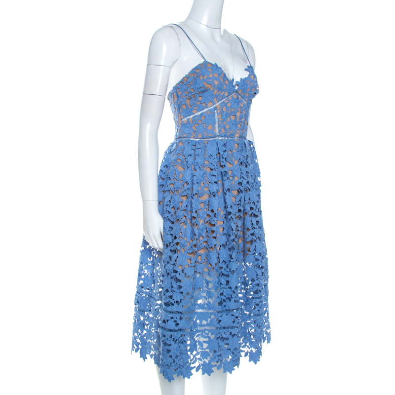 

Self Portrait Blue Floral Guipure Lace Azaelea Dress