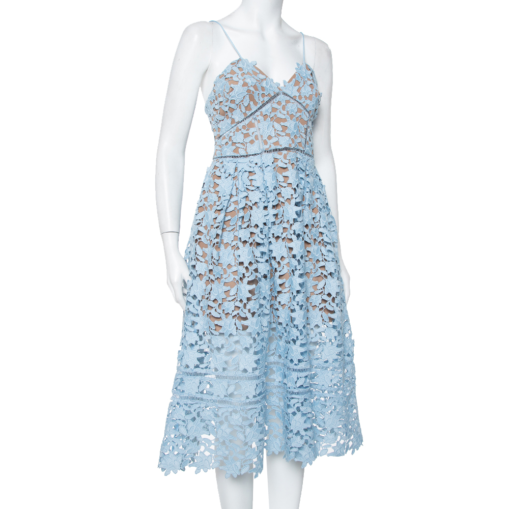 

Self Portrait Sky Blue Guipure Lace Azalea Dress