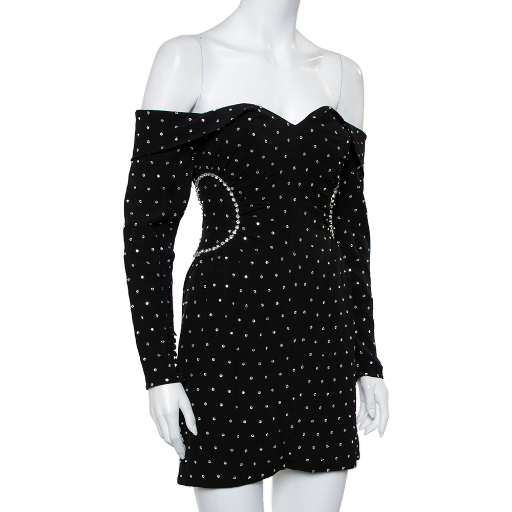 

Self-Portrait Black Diamante Off-Shoulder Mini Dress