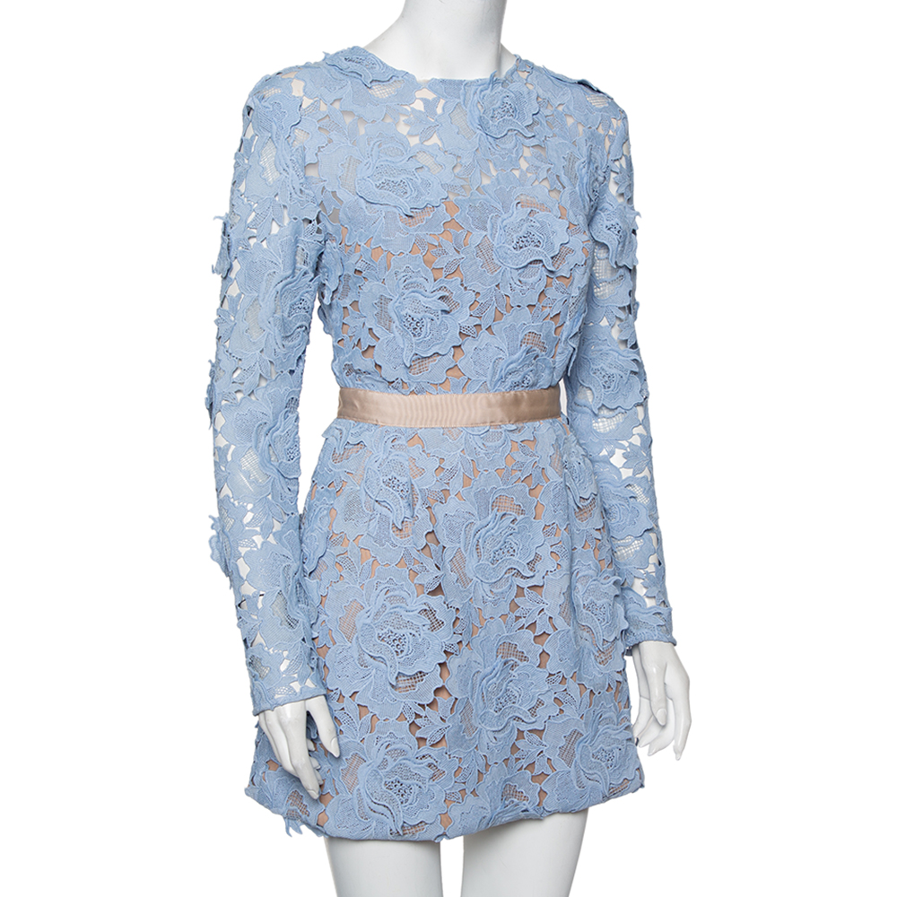 

Self-Portrait Blue Guipure Lace Peony Dress