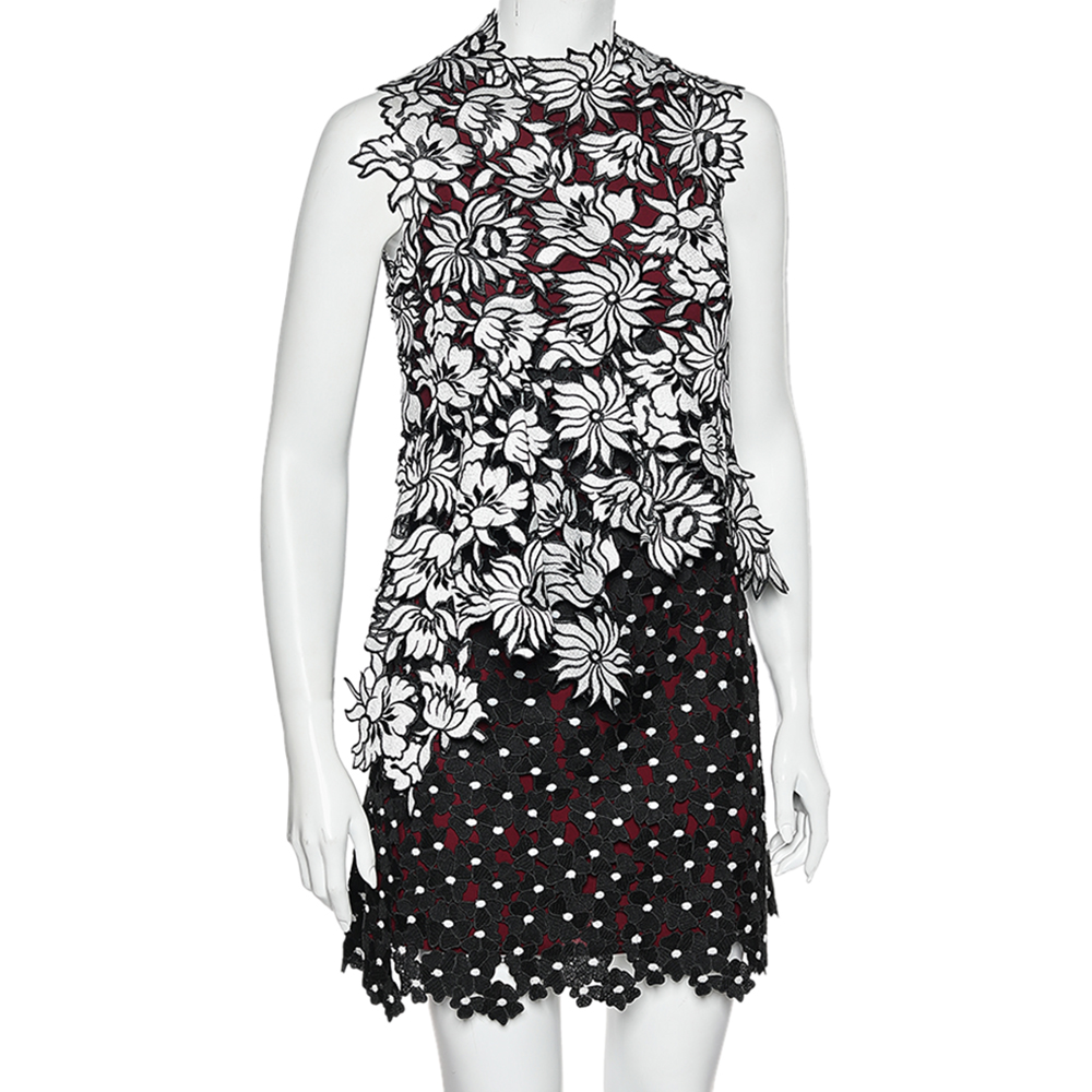 

Self-Portrait Monochrome Floral Guipure Lace Asymmetric Detailed Dress, Multicolor