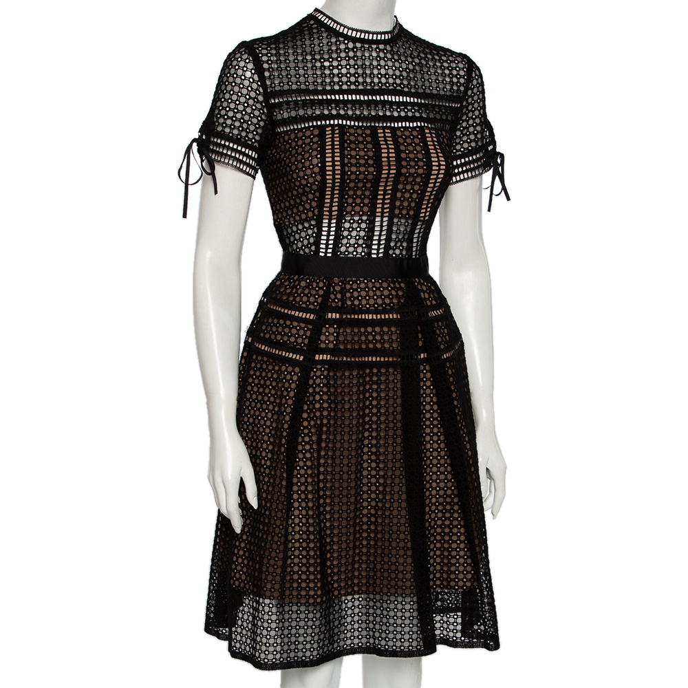 

Self-Portrait Black Eyelet Lace Pleated Aurelia Dress