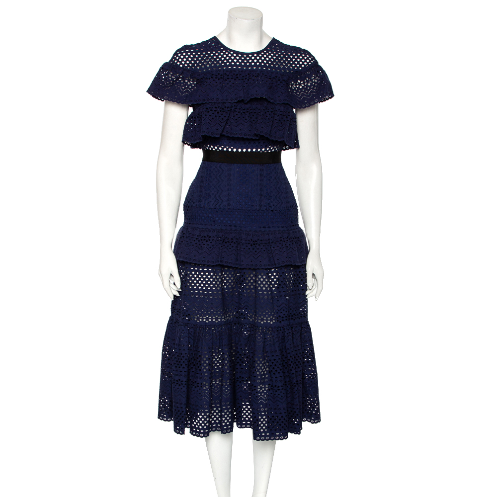 self portrait blue midi dress