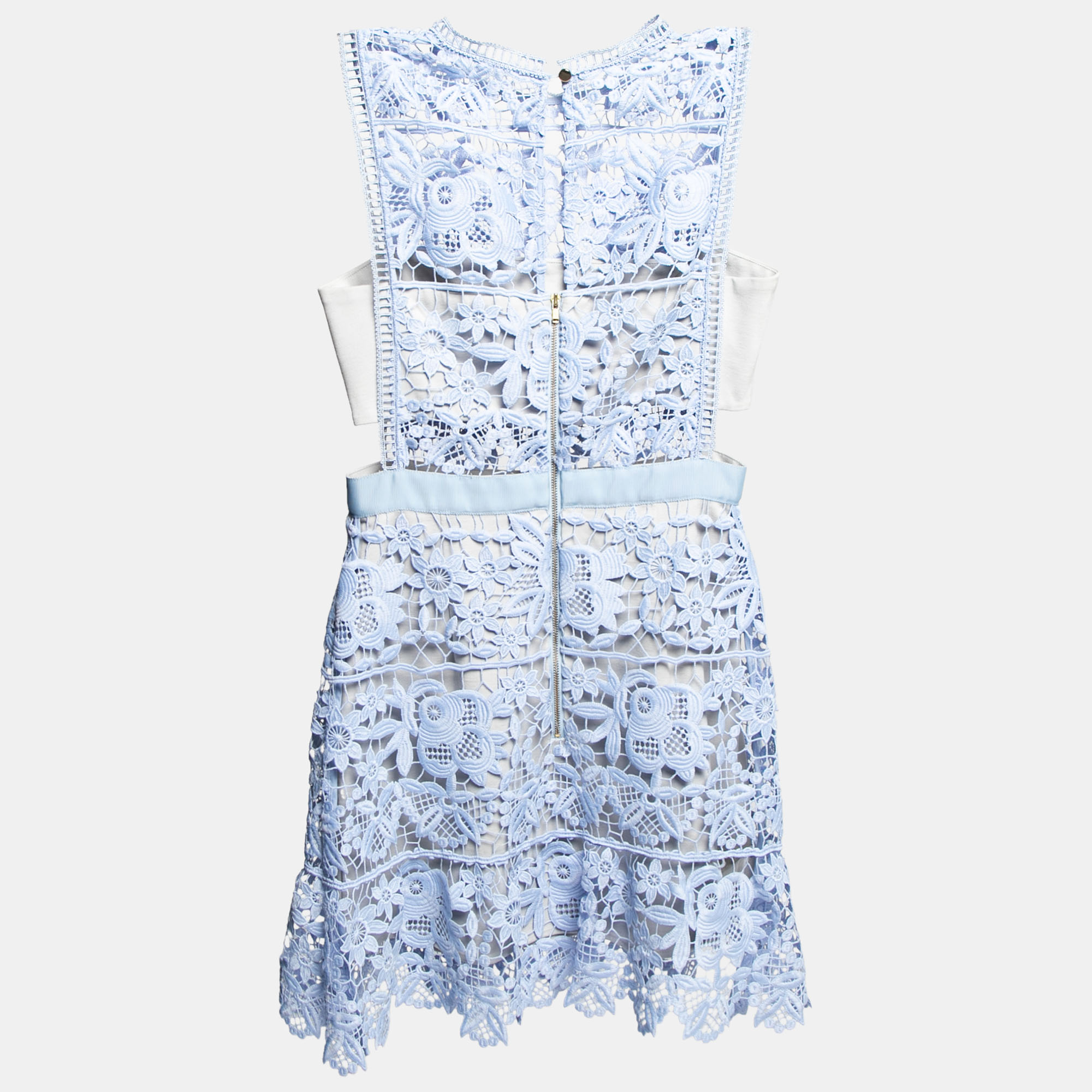 

Self-Portrait Blue Guipure Lace Flared Mini Dress