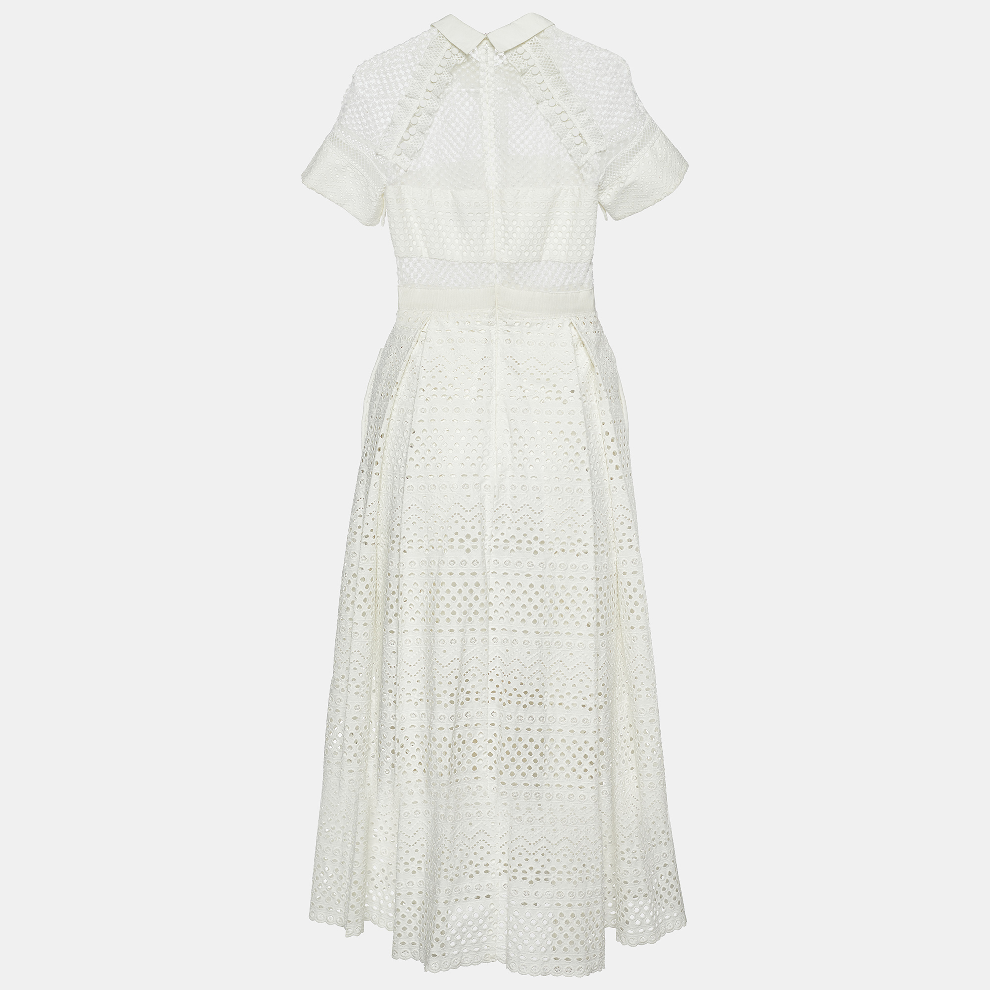 

Self-Portrait White Broderie Anglaise Cotton Midi Dress