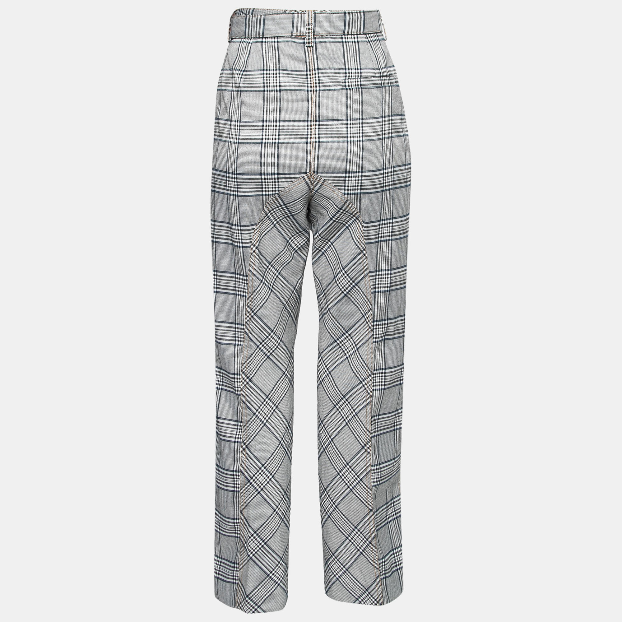 

Self-Portrait Grey Plaid Belted Cropped Trousers