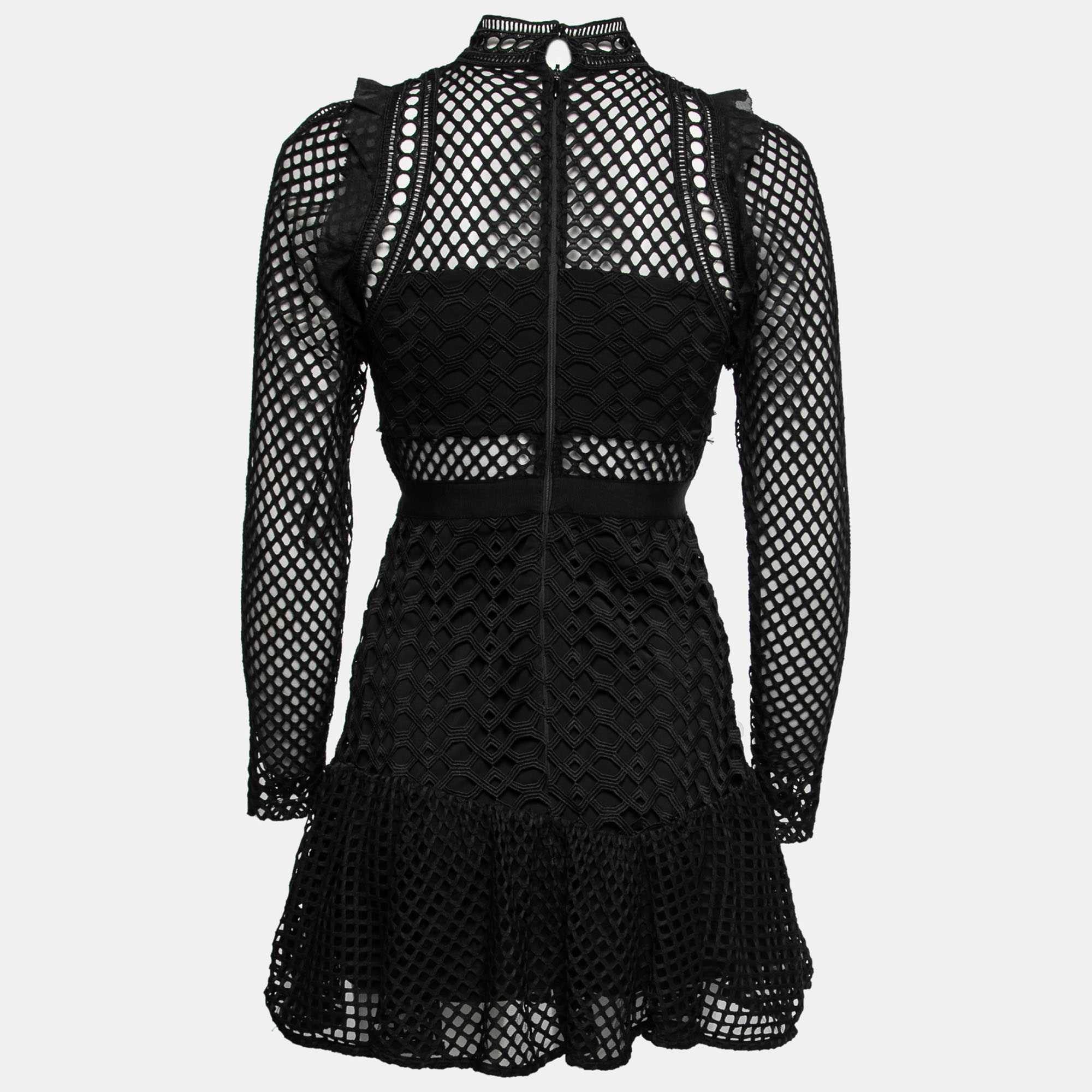 

Self-Portrait Black Guipure Lace Hall Mini Dress