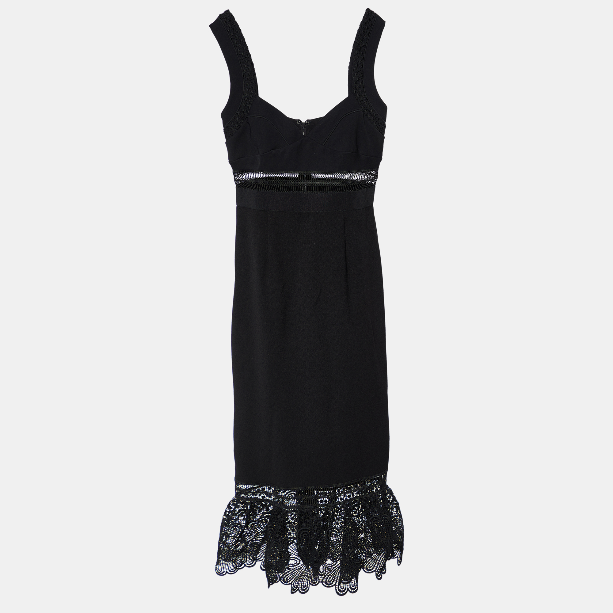 

Self-Portrait Black Crepe & Lace Detail Sleeveless Midi Dress