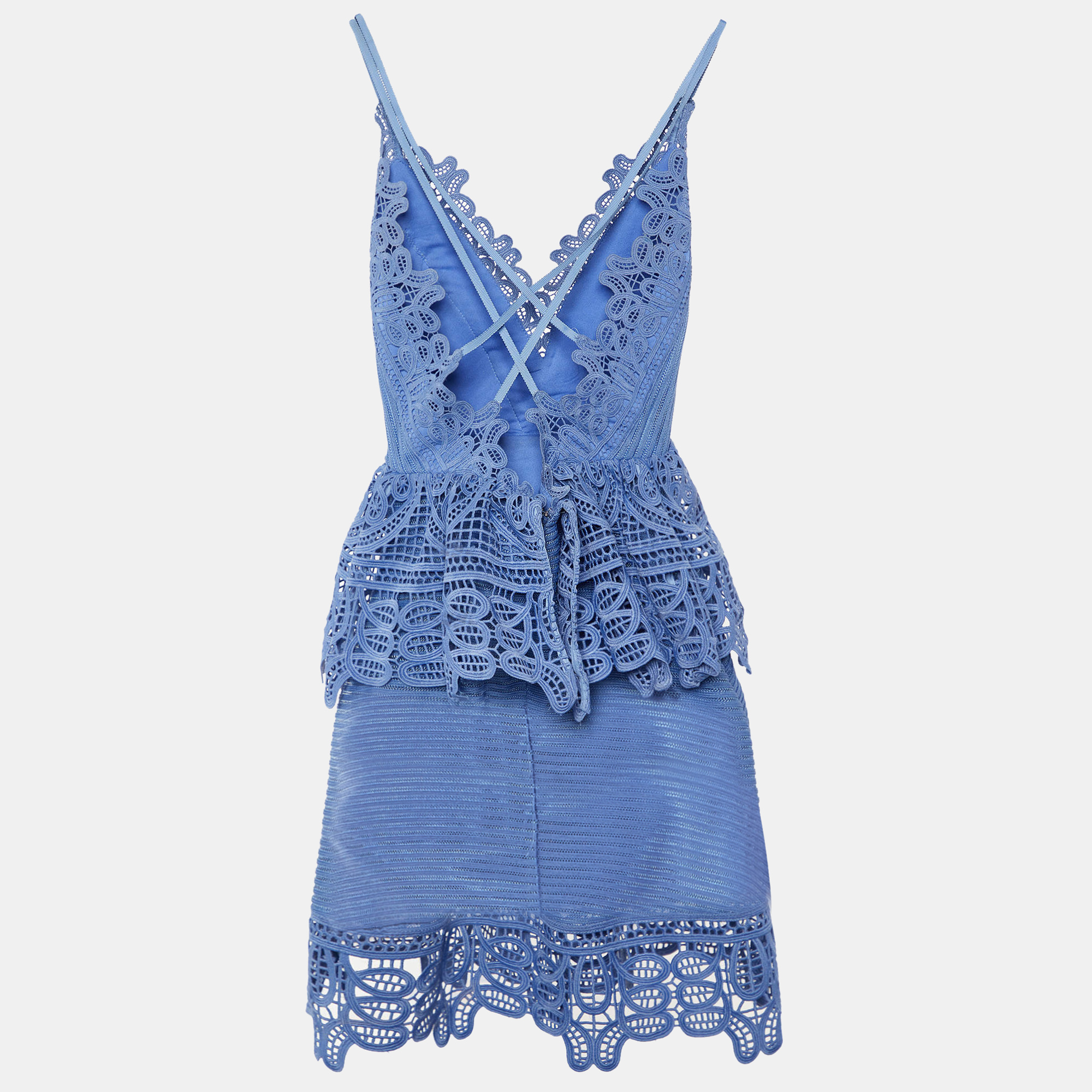 

Self-Portrait Cornflower Blue Guipure Lace Mini Dress
