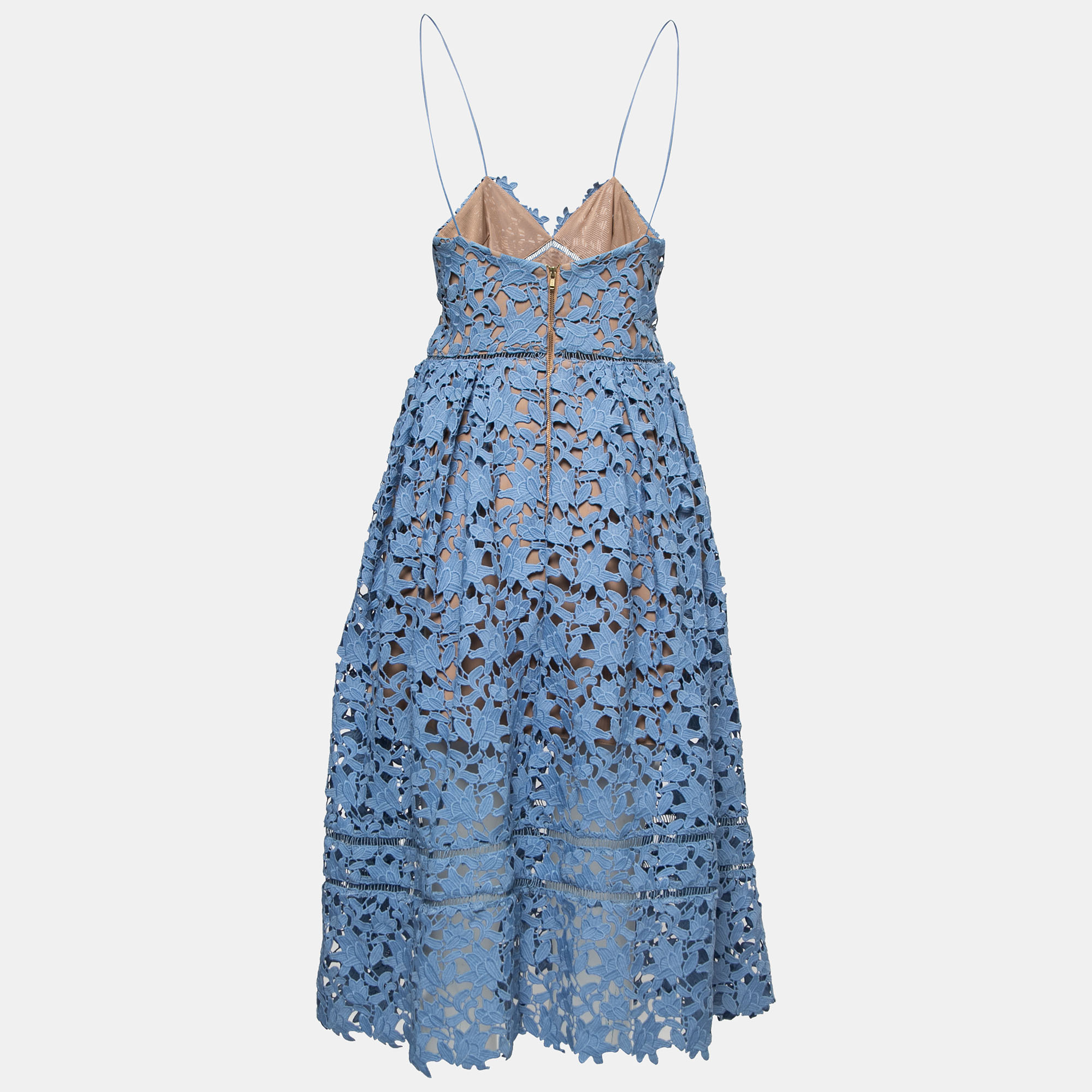 

Self-Portrait Blue Lace Spaghetti-Strap Midi Dress