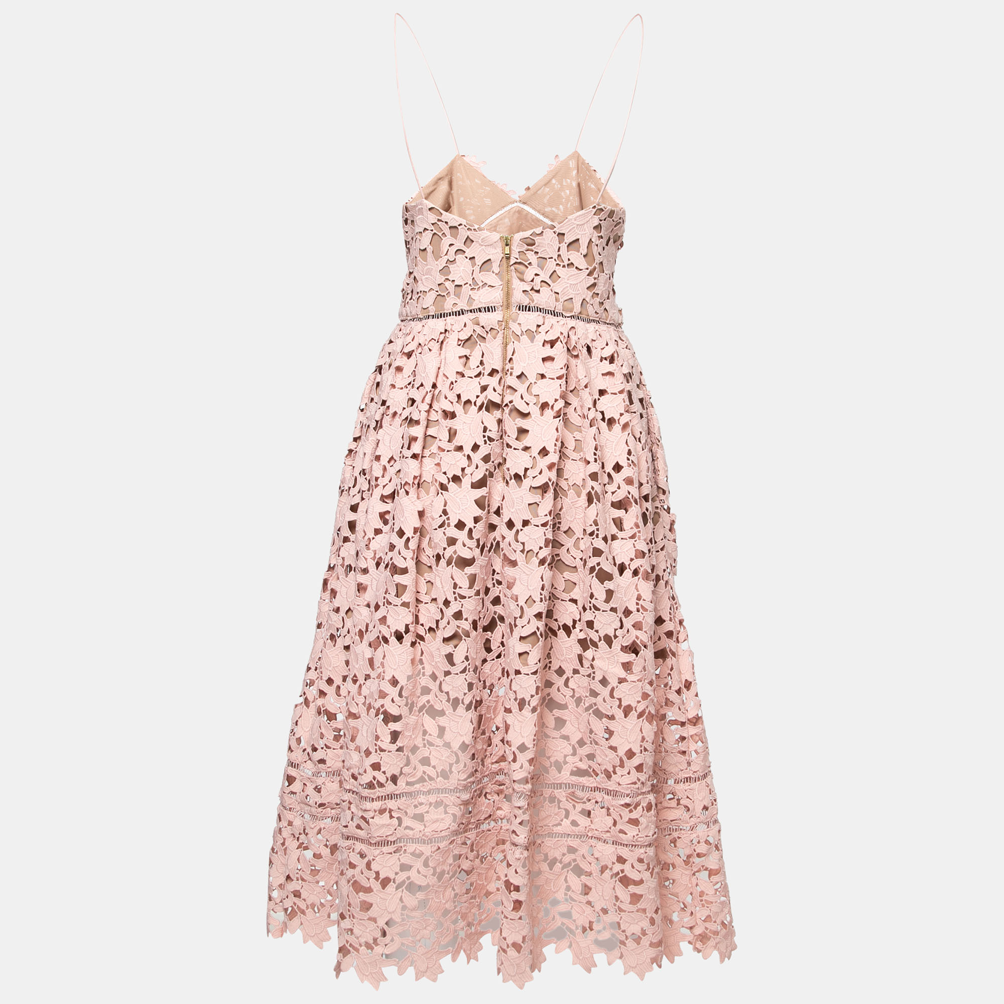 

Self-Portrait Light Pink Guipure Lace Midi Dress