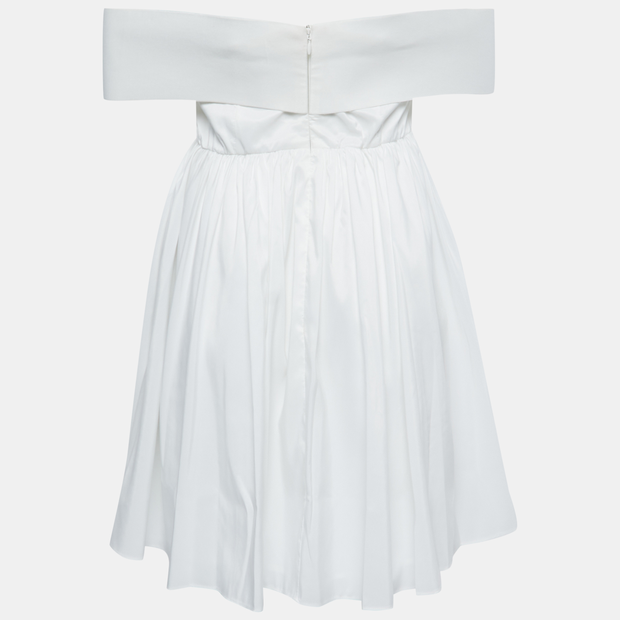 

Self-Portrait White Taffeta Bow Detail Off-Shoulder Mini Dress