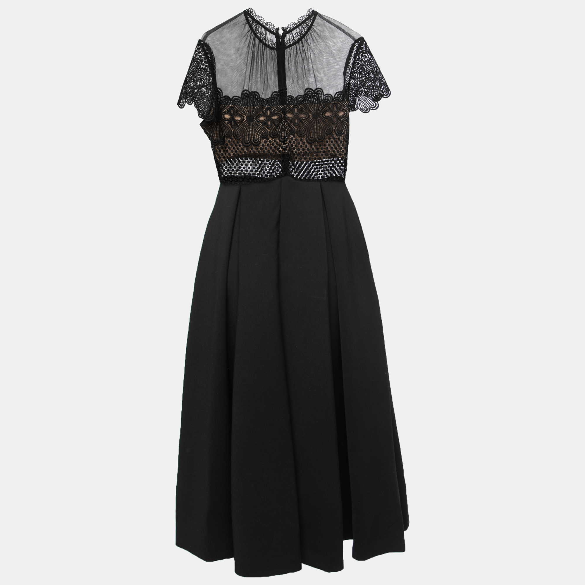 

Self-Portrait Black Embroidered Lace and Cady Felicia Midi Dress