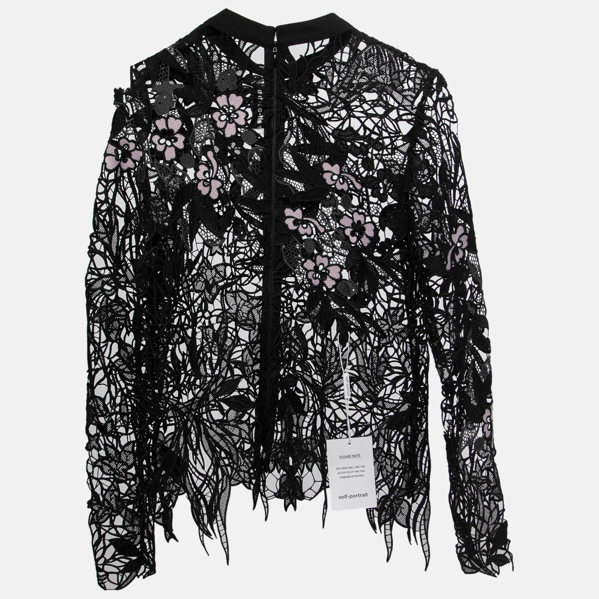 

Self-Portrait Black Floral Lace High Neck Full Sleeve Top