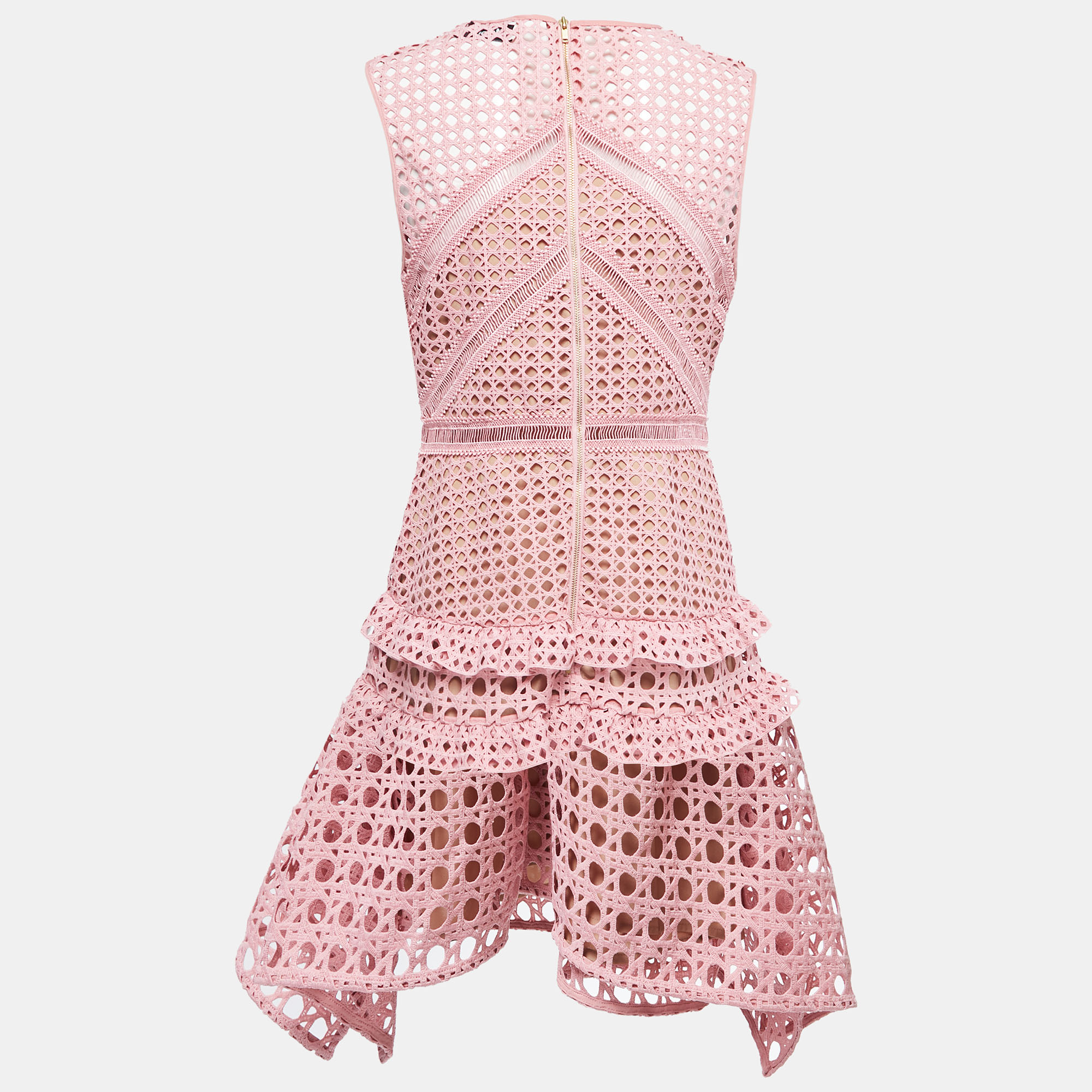 

Self-Portrait Dusty Pink Guipure Lace Sleeveless Mini Dress