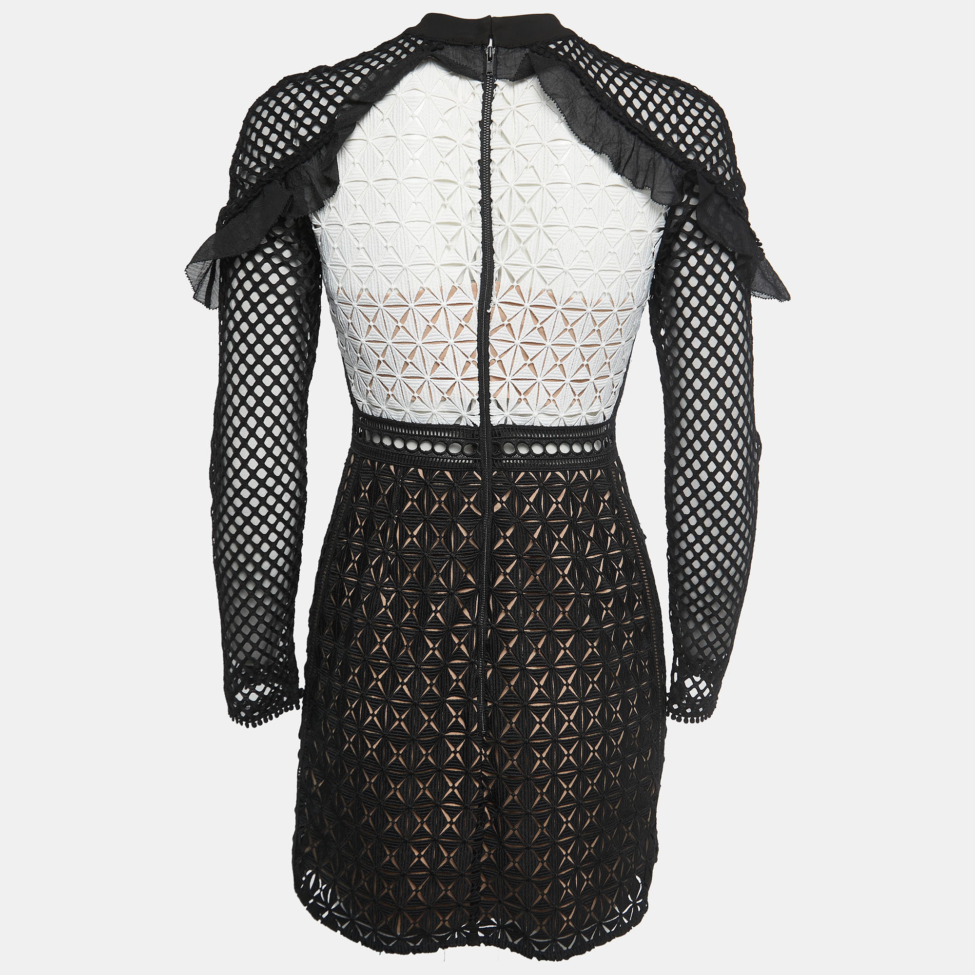 

Self-Portrait Black/White Lace Mini Dress